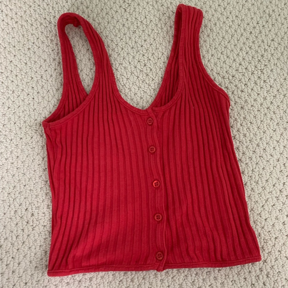 Urban Outfitters Ribbed Button Up Cropped Tank